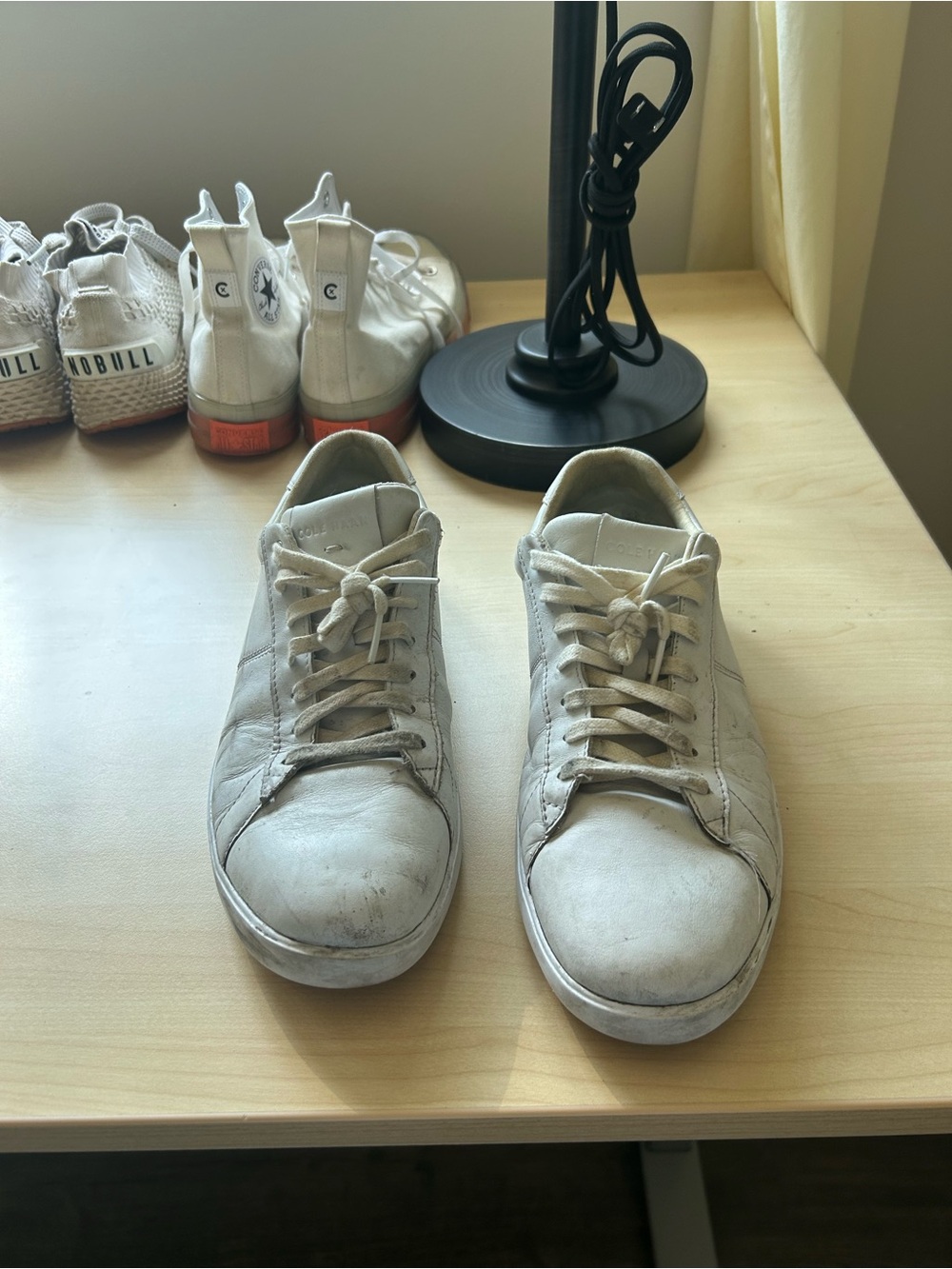 Men's Cole Haan White Leather Low-Top Sneakers